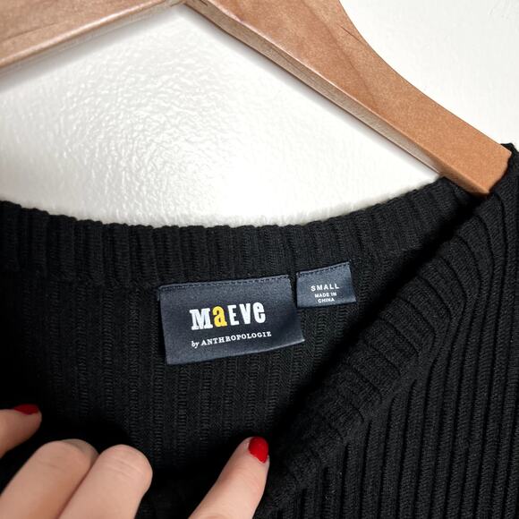 Maeve Ribbed Black Dress - Picture 3 of 5